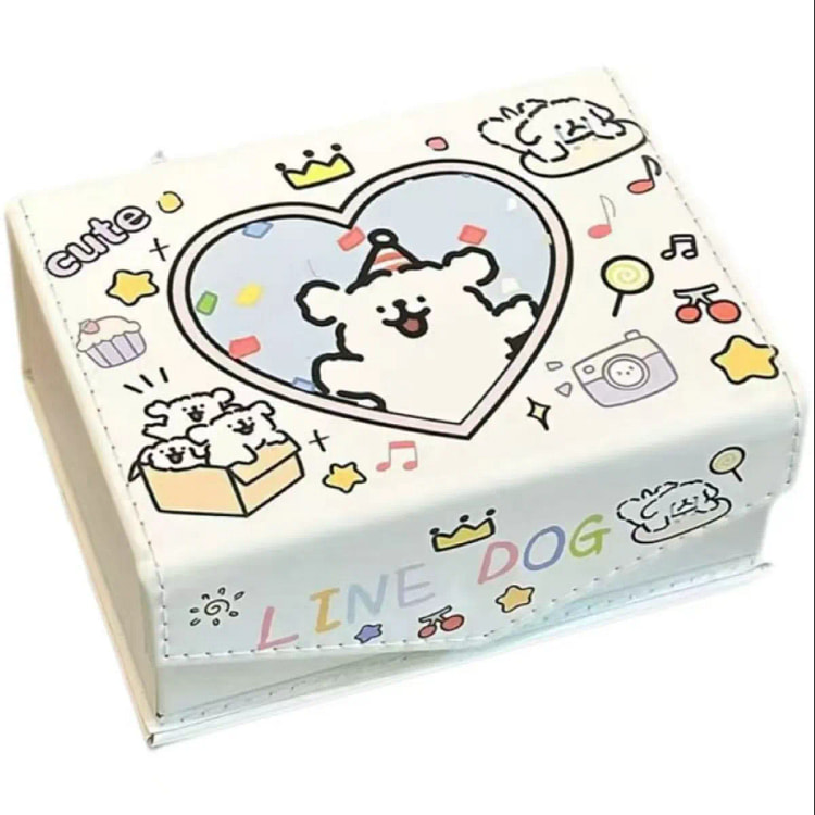 线条小狗皮质收纳盒 可爱 防尘 带盖 磁吸 1 个