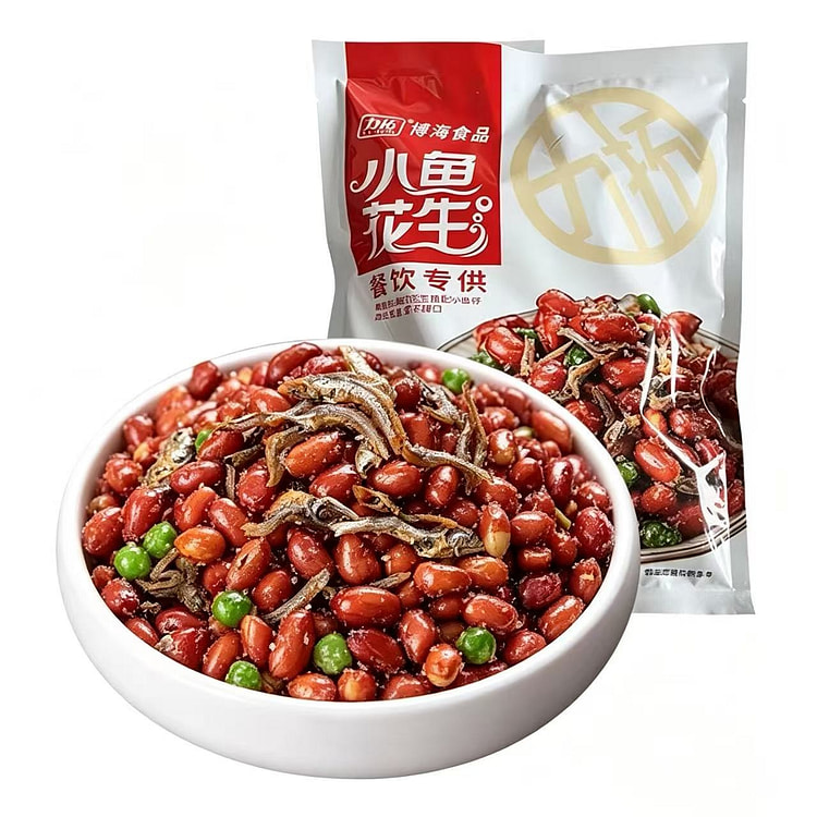 力拓小鱼花生米1袋下酒菜即食网红香辣酥脆小鱼仔花生 500 克