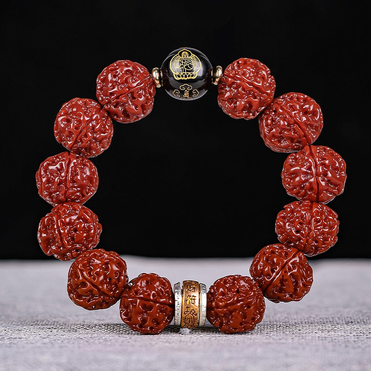 尼泊尔大金刚菩提手串红皮18mm 机刷金刚亦笙
