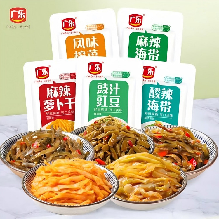 广乐榨菜下饭菜混合口味榨菜咸菜丝小吃即食50g*8