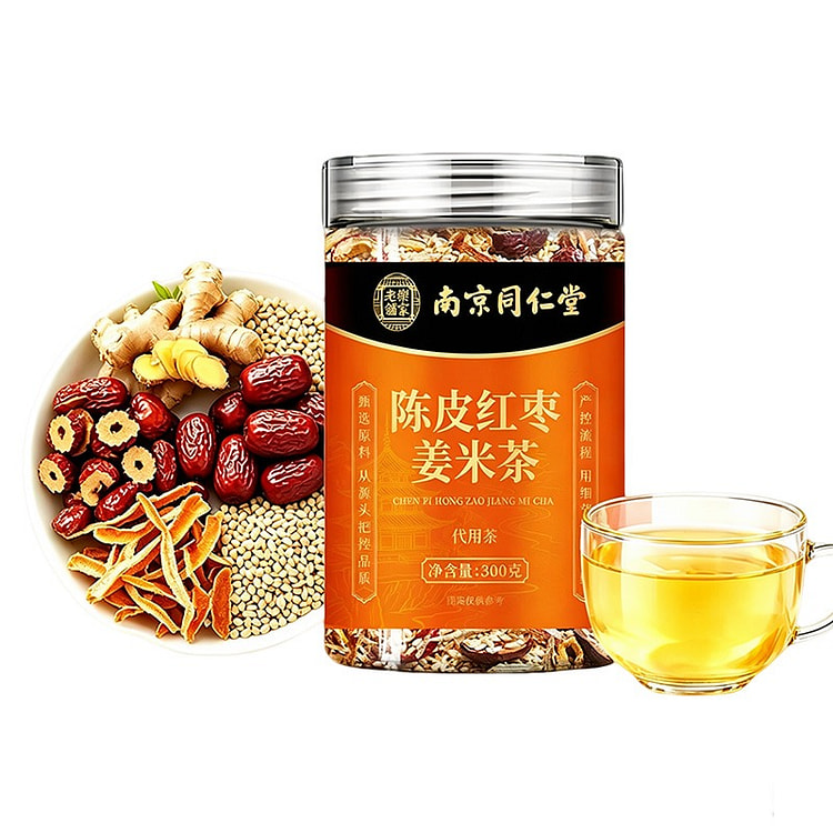 南京同仁堂 陈皮红枣姜米茶 300g 罐装代用茶 300 克