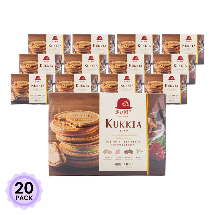 Akai Bohshi Kukkia Whipped Chocolate Sandwiched with Cookie 4 Flavor 12pcs 