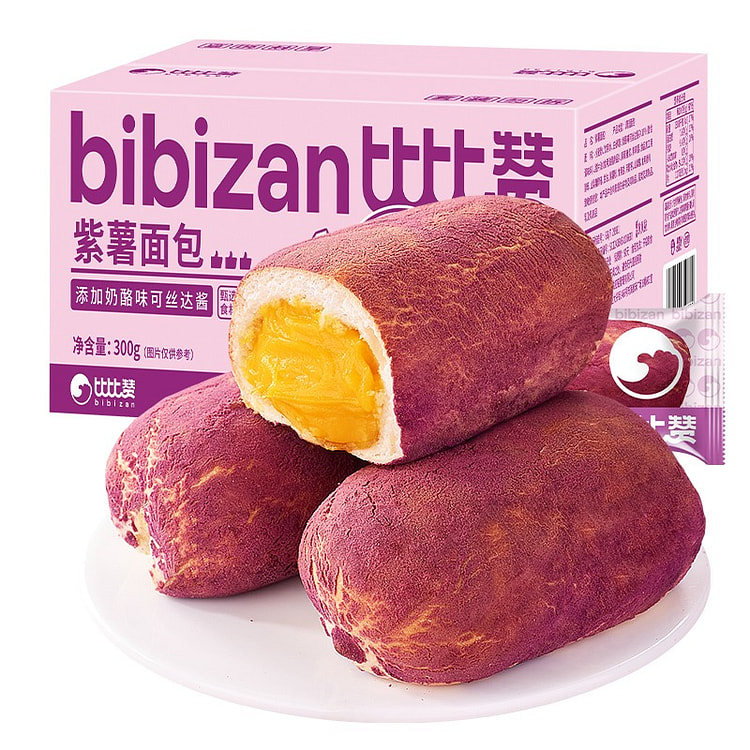 5包 比比赞紫薯面包早餐速食下午餐糕点