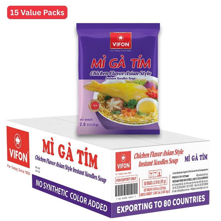 VIFON Purple Chicken Noodle  15 Count Half Case