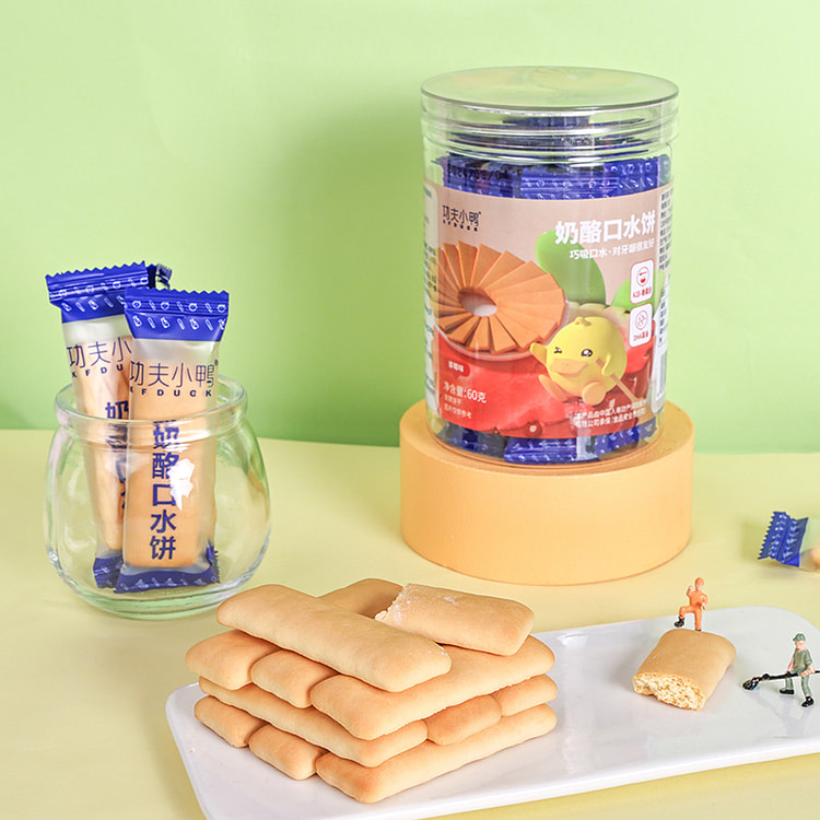 功夫小鸭奶酪口水饼儿童牛奶棒草莓味60g*1罐