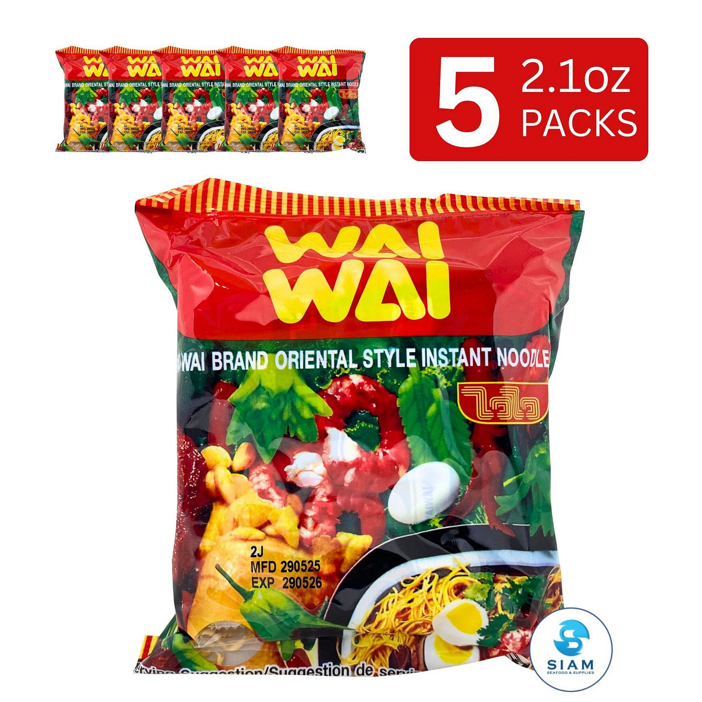 (5-Pack) Wai Wai Instant Noodles Oriental Style 5 count