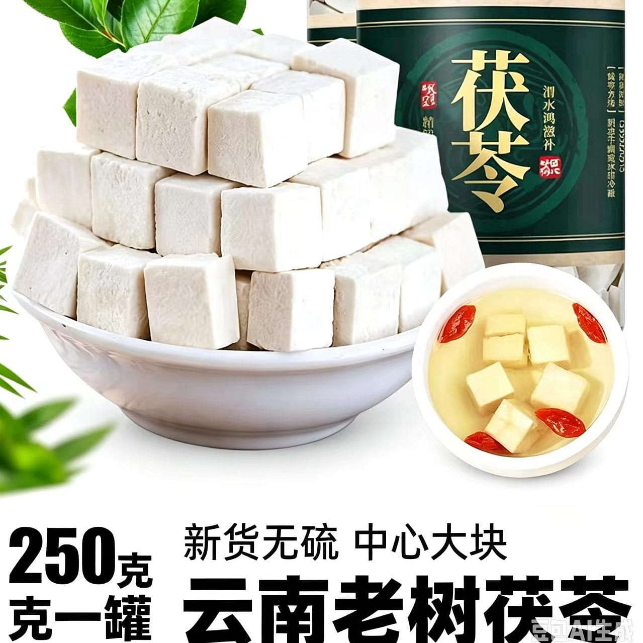 Poria cocos diced 250g in a can. 250 g