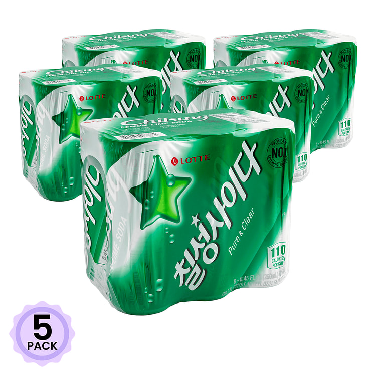 LOTTE ロッテ 七星サイダー　レモンライムの香り 8.45 fl.oz*6 缶*5 パック