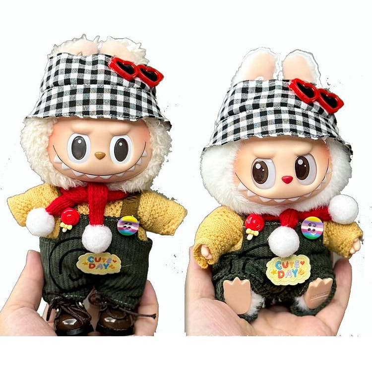labubu娃衣17cm挂件毛绒公仔衣服BB