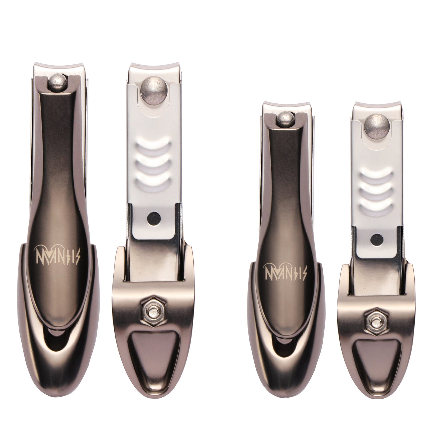 MANTIS Nail Clippers with Catcher, Bionic Design Kit for Female and Male,Stainless Steel, Black 1 each