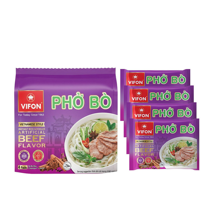 [12 Gói] Phở Bò Ăn Liền Hương Vị Việt Nam 2.12 oz*12 gói