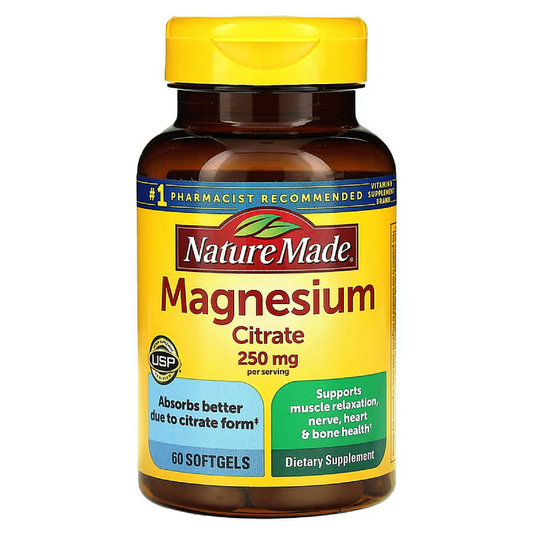 Nature Made Magnesium Citrate 250mg 60 Softgels 1 bottle