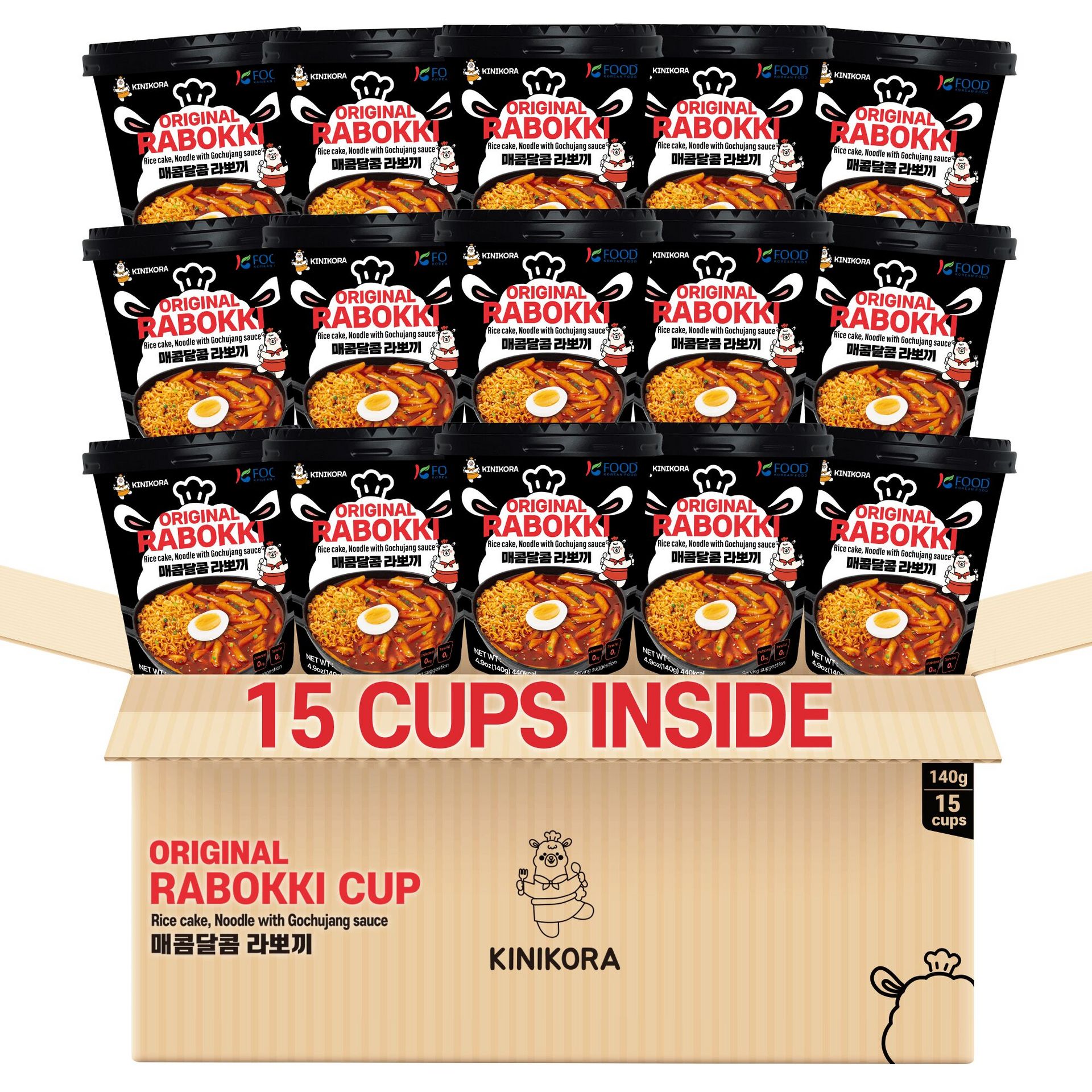 Korean Premium Original Rabokki Cup 15-Pack 15 pack