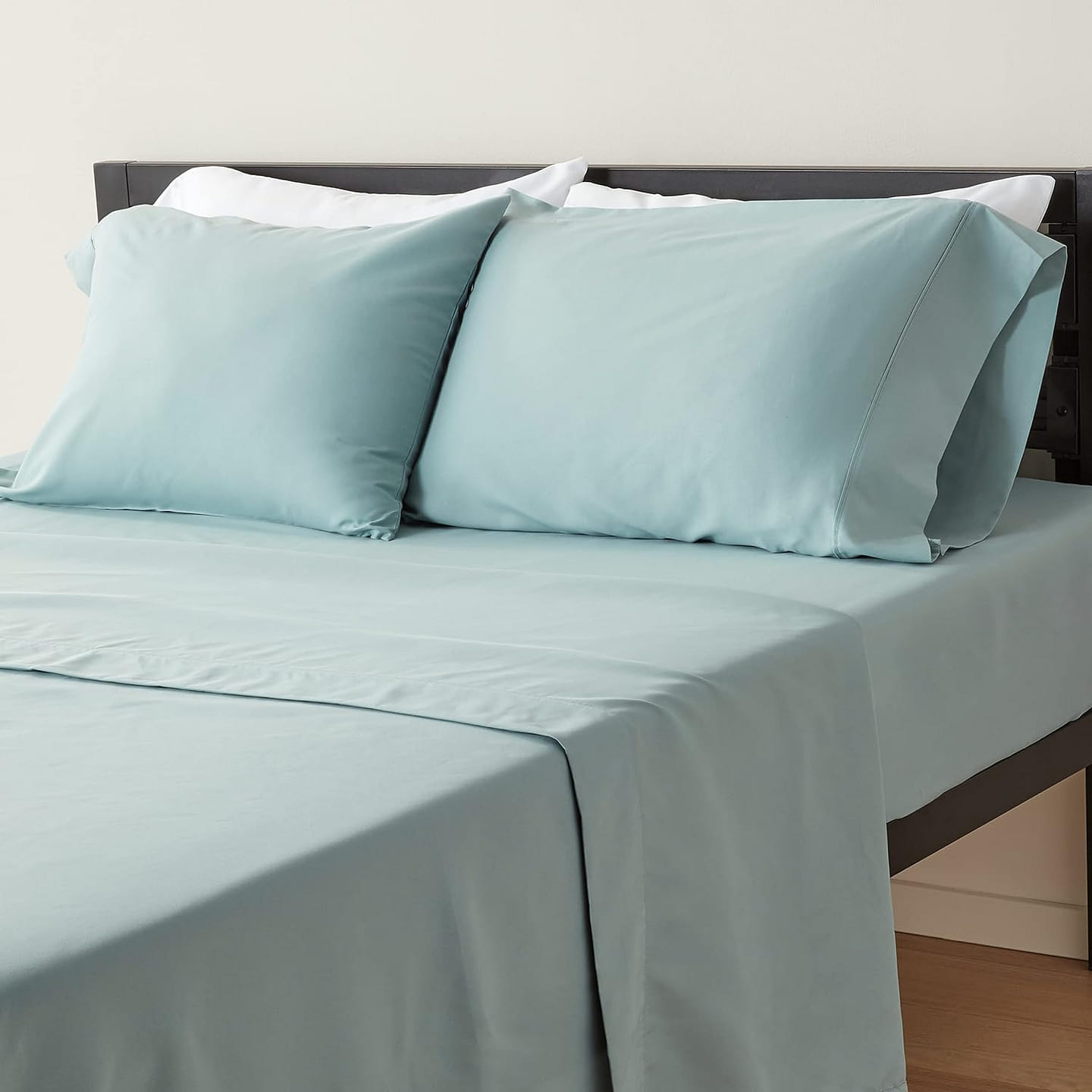 Lightweight Super Soft Easy Care Microfiber 4-Piece Bed Sheet Set with 19 Deep Pocket King / Spa Blue 1 each