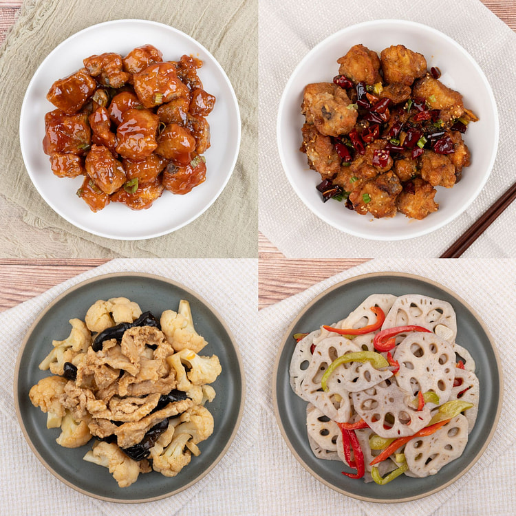 家常套餐 A 16oz盒子 【辣子鸡+糖醋排骨+花菜烧肉+清炒藕片】