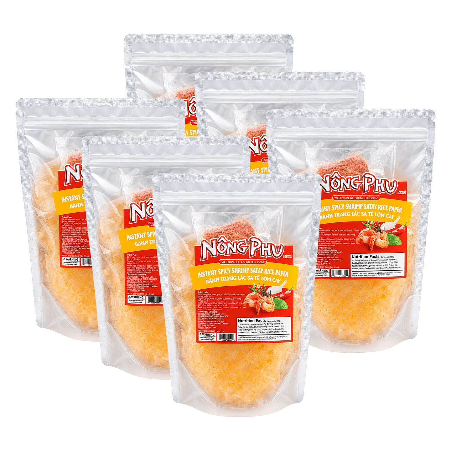 Instant Spicy Shrimp Satay Rice Paper Pack Of 6 5.3 oz