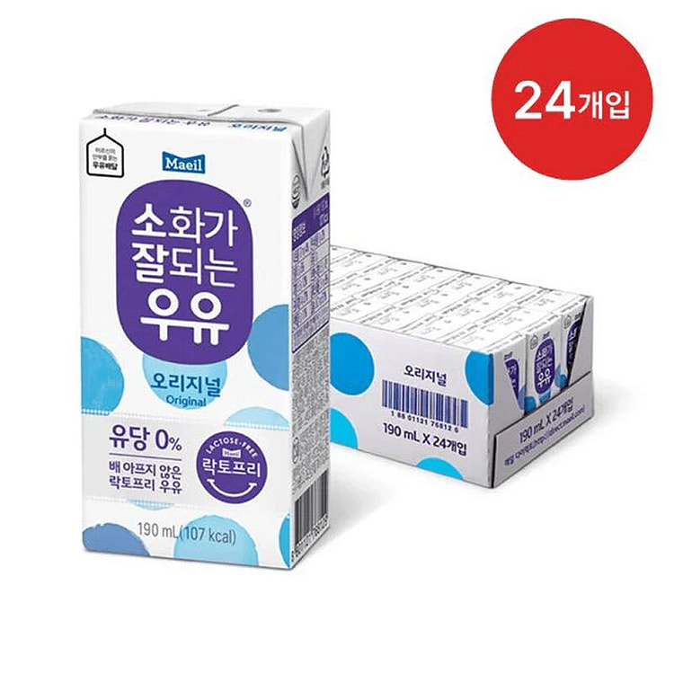 매일유업묶음상품 소화가잘되는우유 (190ml x 24개입) 190 밀리리터