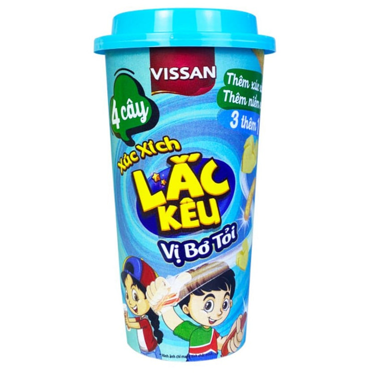 Xúc Xích Lắc Vissan BƠ TỎI  (Hộp 4 cây × 62 gr)