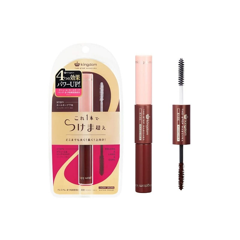 KINGDOM Two Step Mascara WP Base 3.5g Mascara 4.4g Cherry Brown Waterproof 1 each