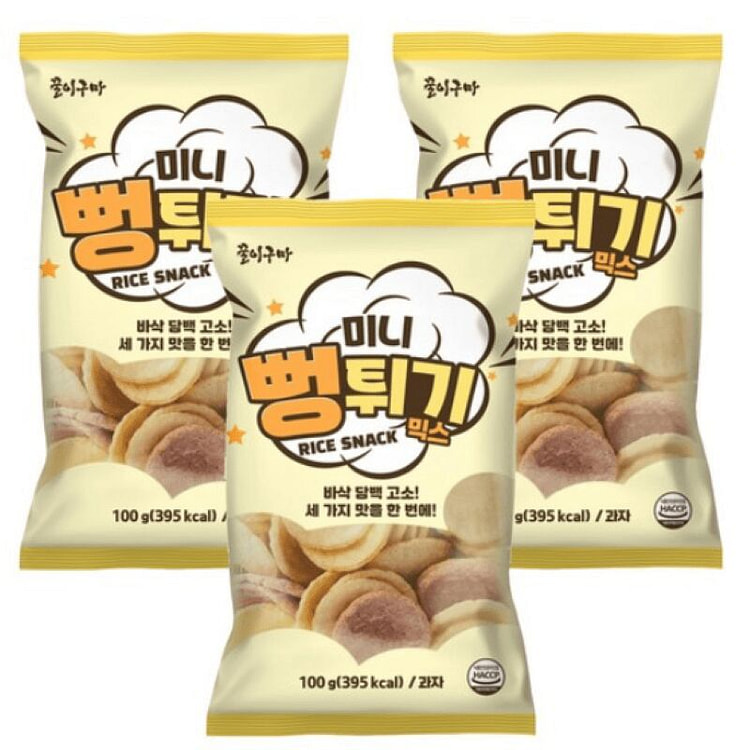 [한국 직배송] 꿀이구마 미니 뻥튀기 믹스 100g, 3개 300 그램