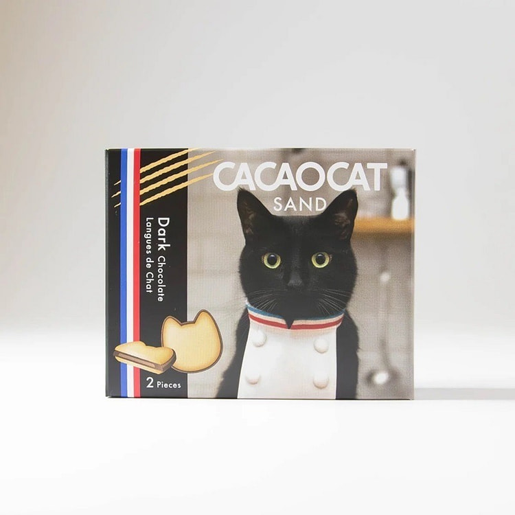 CACAOCAT 夹心黑巧克力薄饼 2枚 猫舌