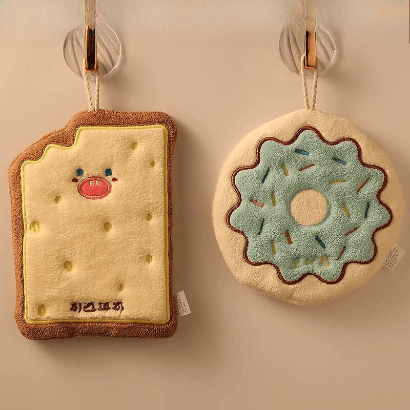 Hanging Hand Towel, Cheese Biscuit & Donut, 2pcs 2 count