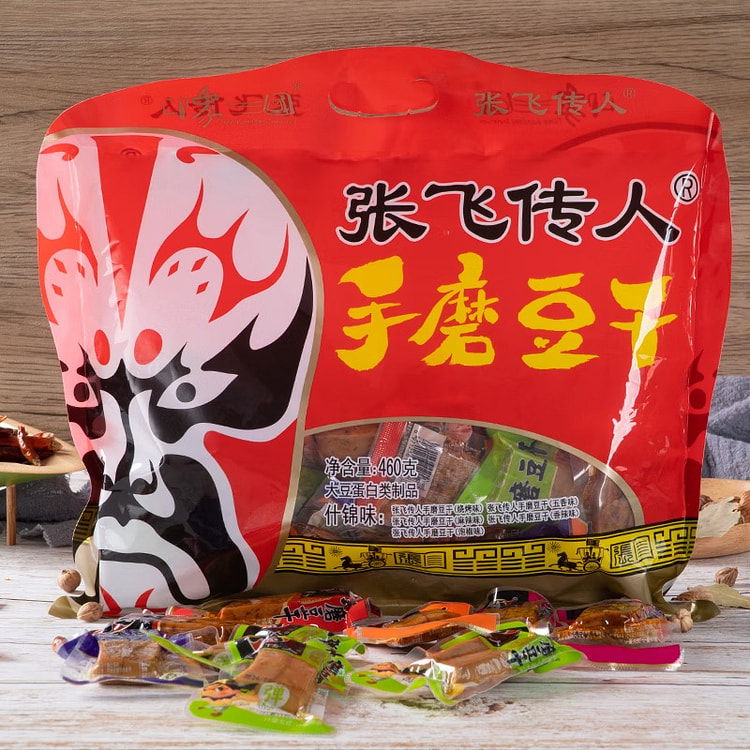 张飞传人 豆干460g手磨手撕彩带礼包四川特产阆中古城特产即食小吃零食 传人460g彩袋