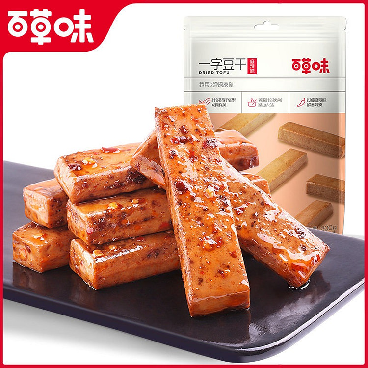 百草味 一字豆干 手撕豆腐干 麻辣素食1袋 200 克