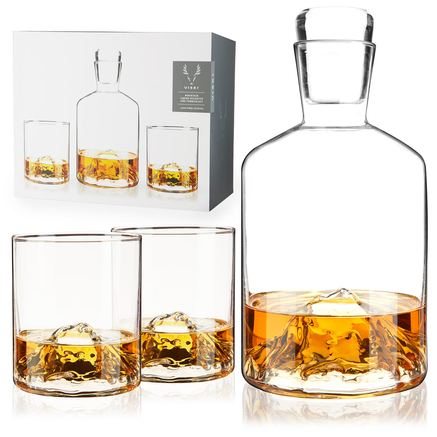 Mountain Decanter and Tumblers by Viski 3 each
