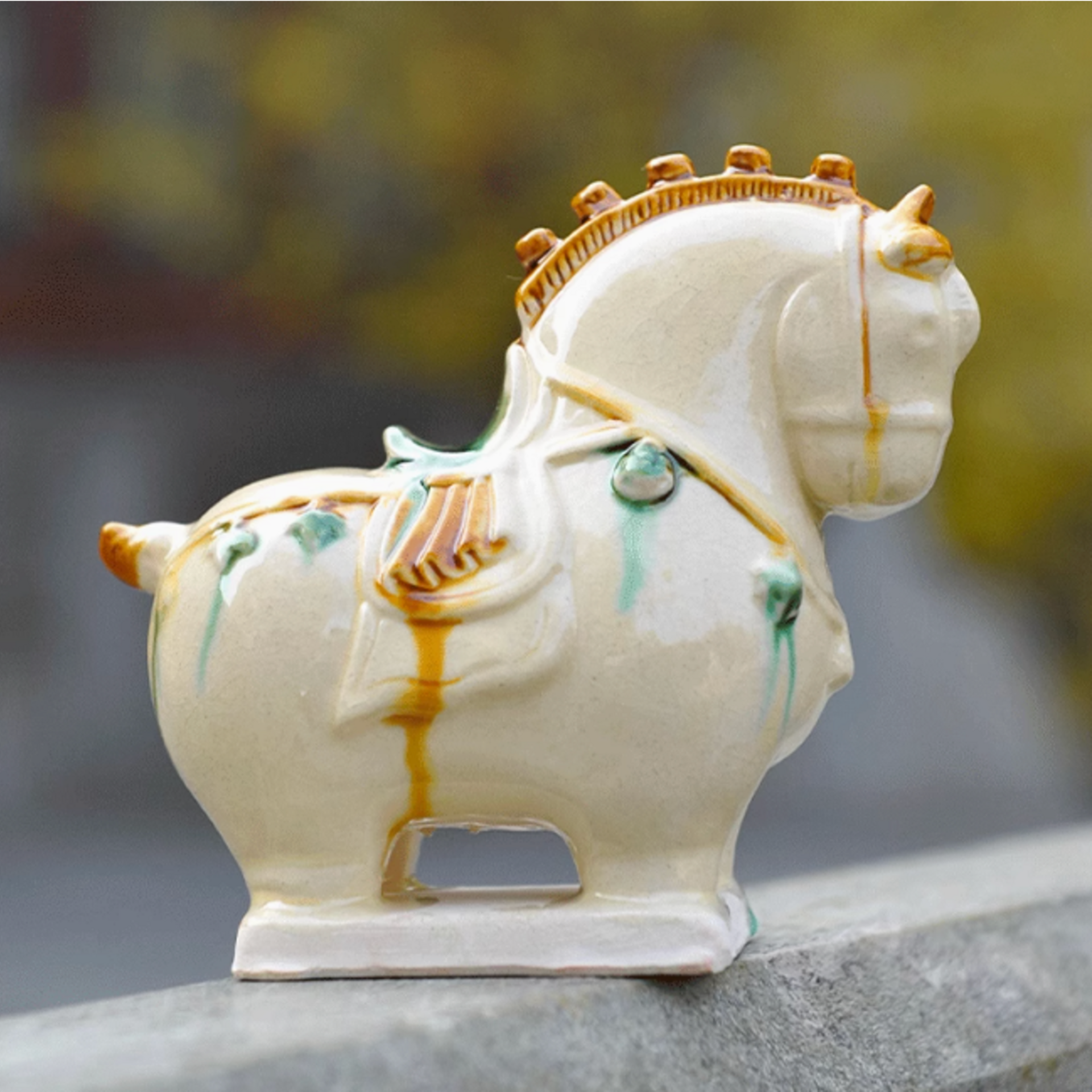 博物馆奇妙物唐三彩小萌马呆萌手工陶瓷4个1套- Weee!