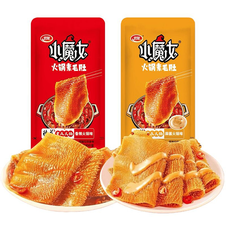 卫龙魔芋爽素毛肚 香辣火锅味5包+ 麻酱火锅味5包 270 克