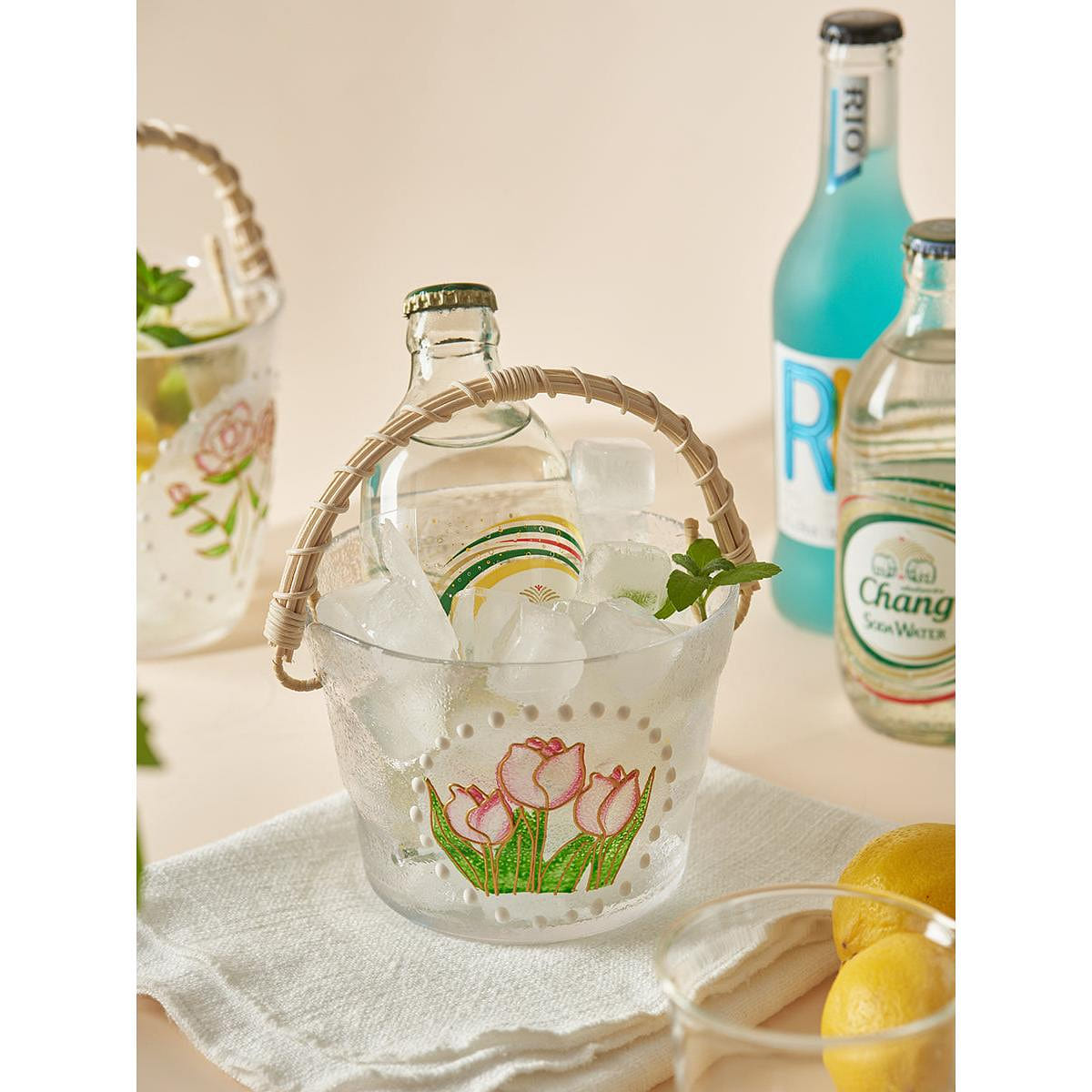 Floral Fruit Basket Ice Beer Bucket for Home Outdoor B2 1 each