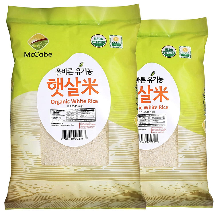 McCabe Organic White Rice, 12 Lbs Pack of 2