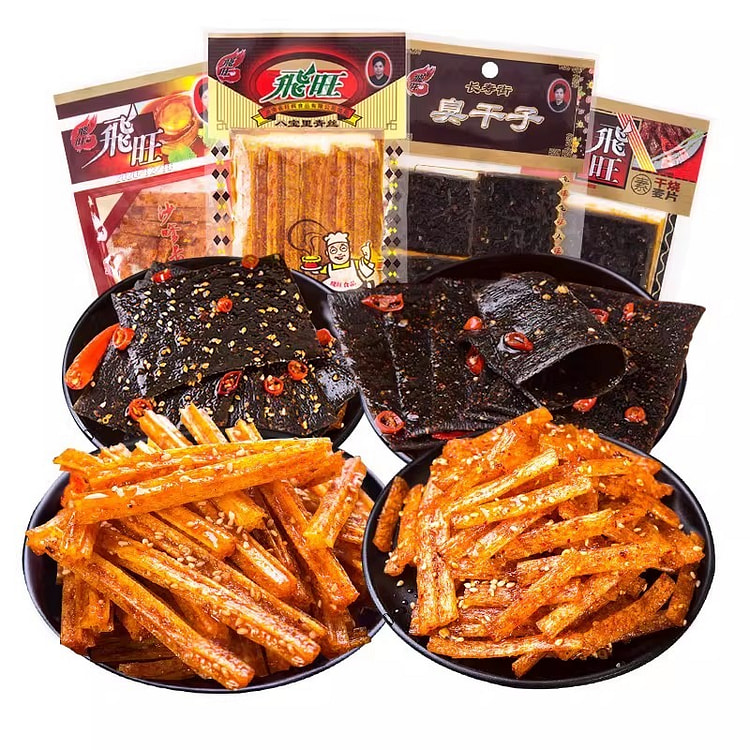 飞旺湖南辣条大礼包 干烧麦片臭干子辣片256g/包 256 克