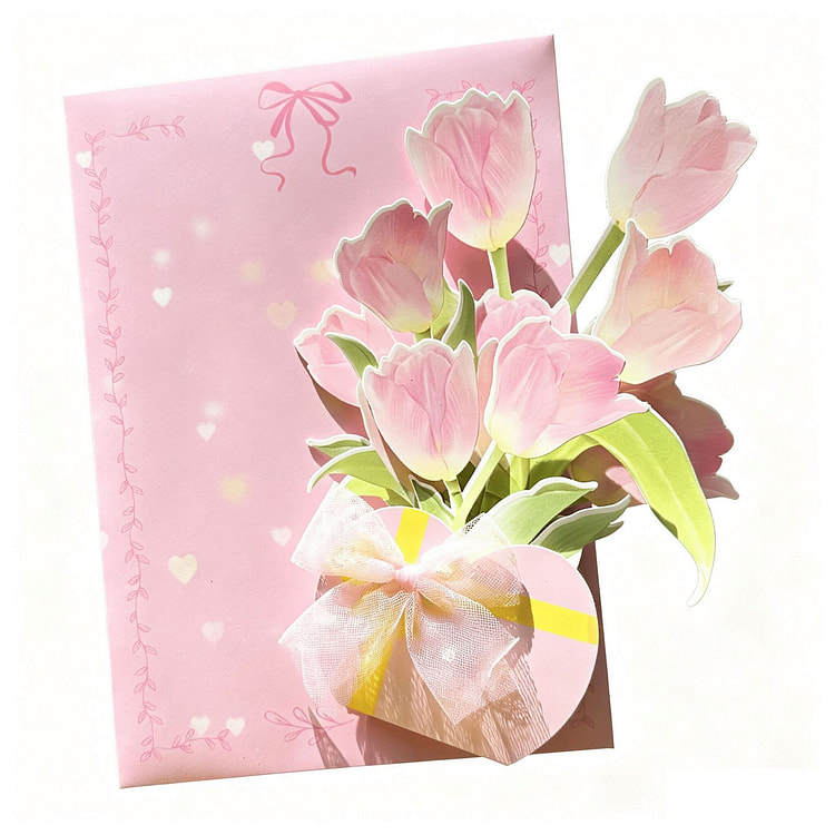 Flower Bouquet Message Card - Tulip 1 count