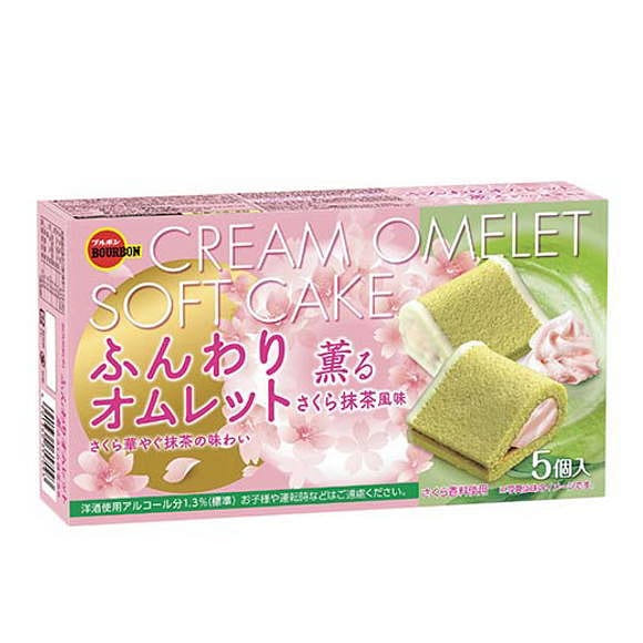 BOURBON Matcha Sakura Cream Cake 5pcs 1 box