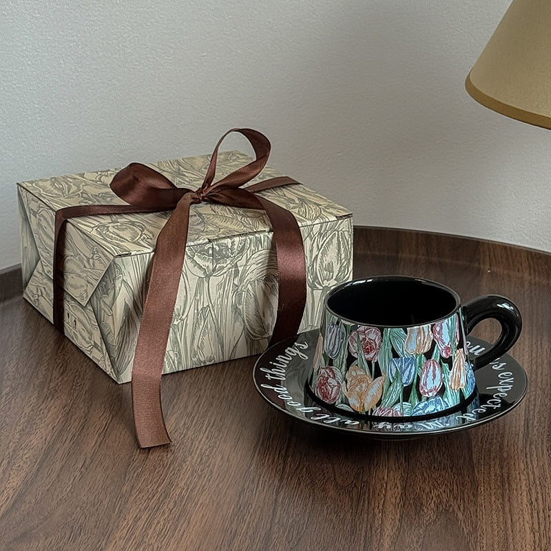 Vintage Iris Designer Coffee Cup and Saucer Set-Type A 1 each