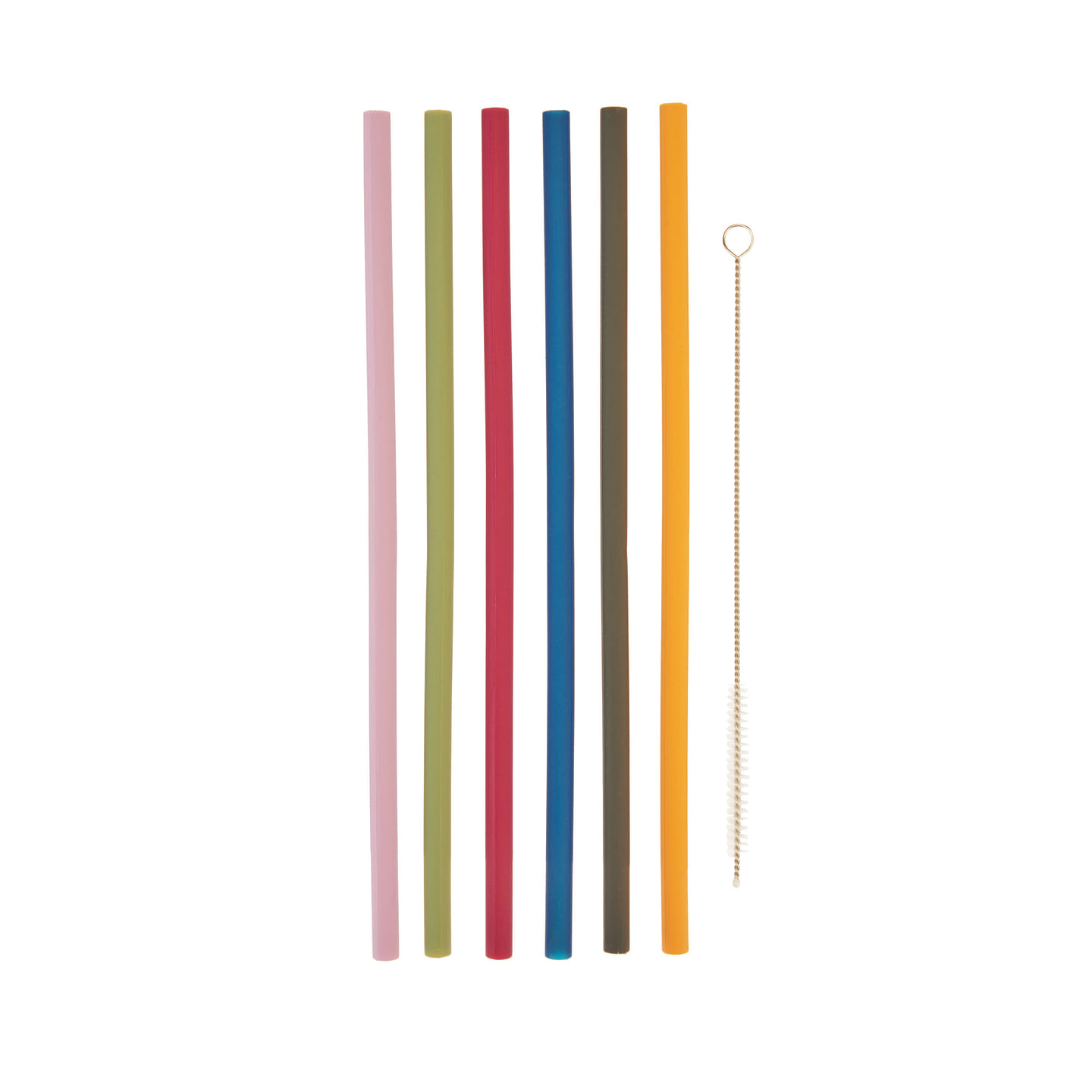 Silicone Straws, Set of 6 with Cleaning Brush by True 6 each