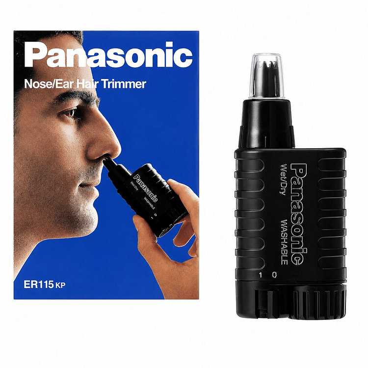 Panasonic ER115 Nose/Ear Hair Trimmer Black Safe & 1 bottle