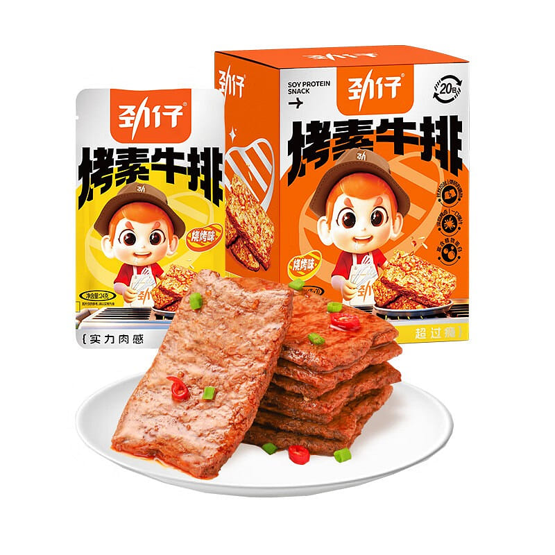 劲仔 豆制烤素牛排 休闲豆干 烧烤味24g*20包 480 克