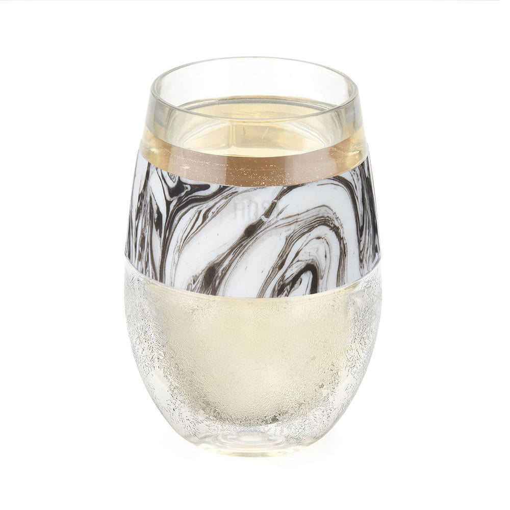 HOST Wine Freeze Cooling Cup, Plastic Double Wall Insulated Freezable Drink Chilling Tumbler with Freezing Gel | Wine Glasses for Red and White Wine, Set of 1, 8.5 oz, Black Swirl 8.5 oz