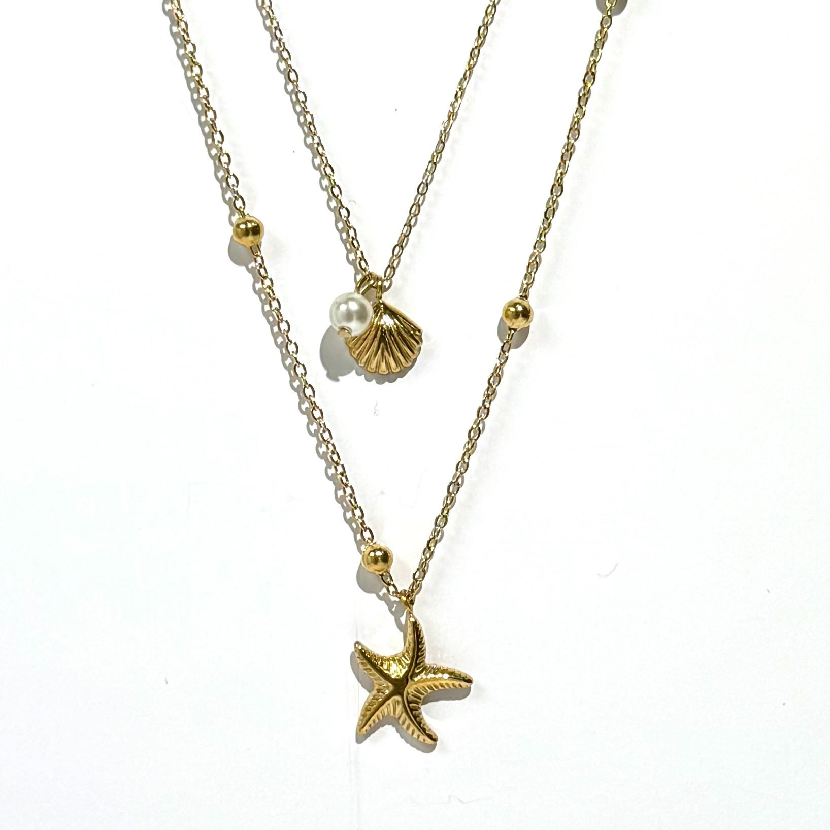 Water Proof 2IN1 Shell Starfish Necklace 1 개