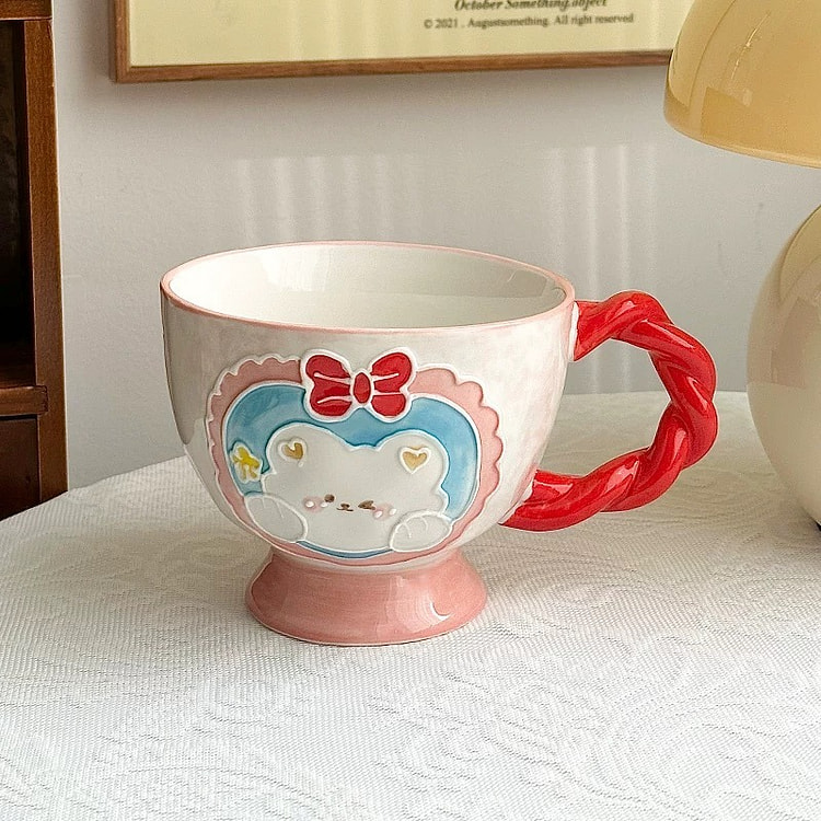 精美手绘花卉陶瓷杯 H