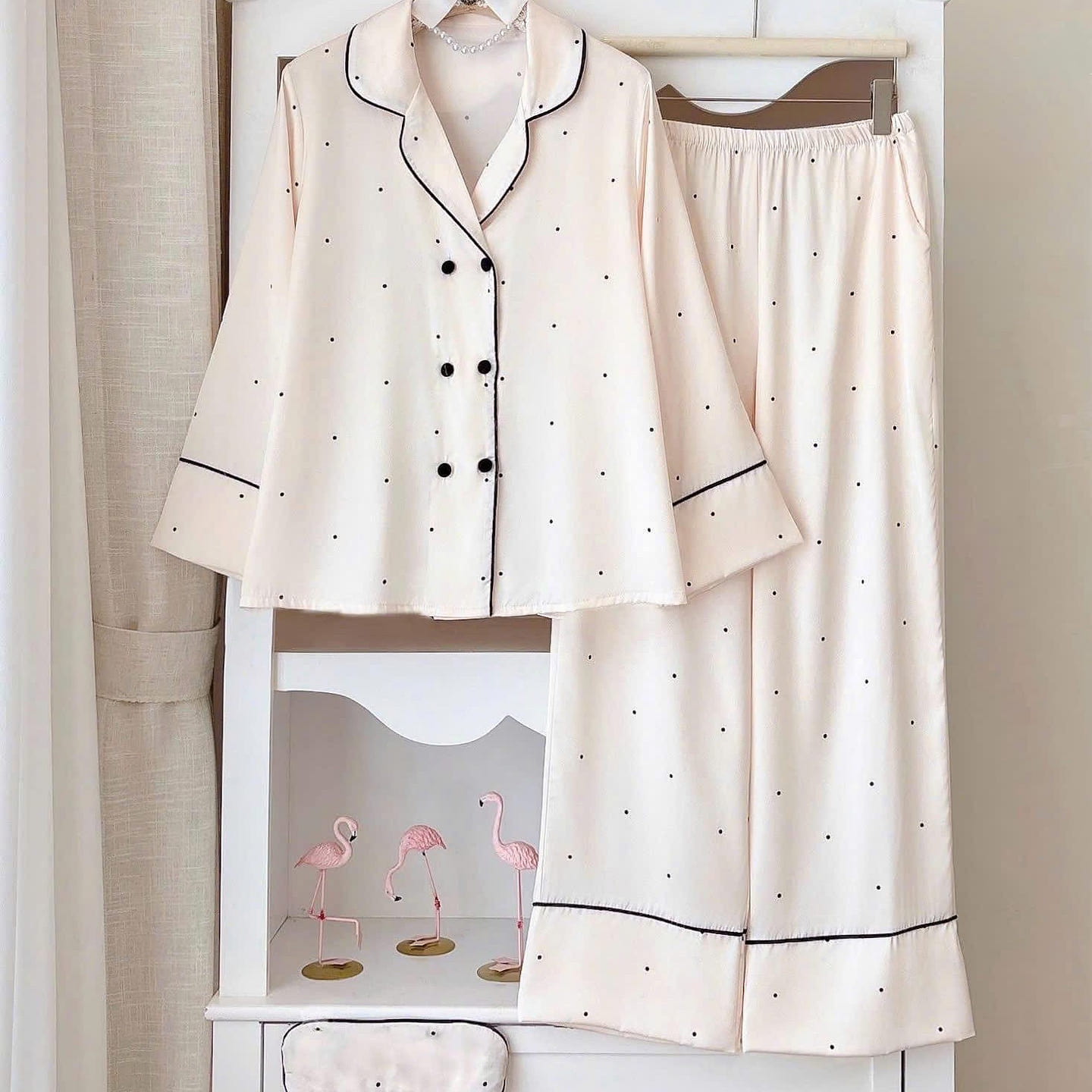 Premium Silk Polka Dot Vest Style Pajama Set 1 count