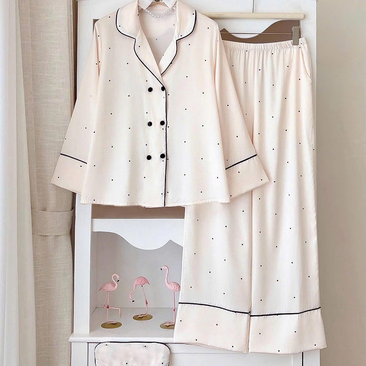 Premium Silk Polka Dot Vest Style Pajama Set 1 count