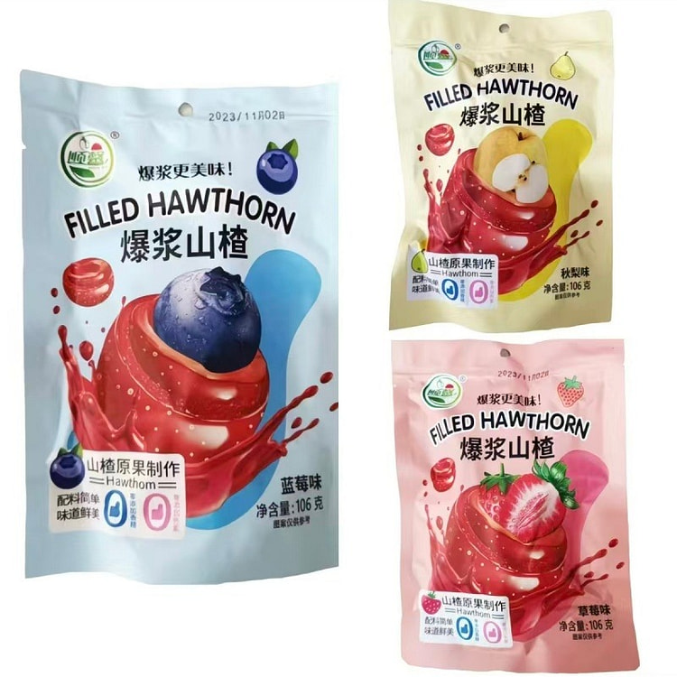 爆浆山楂球爆汁夹心山楂休闲食品三口味106g*3包 318 克