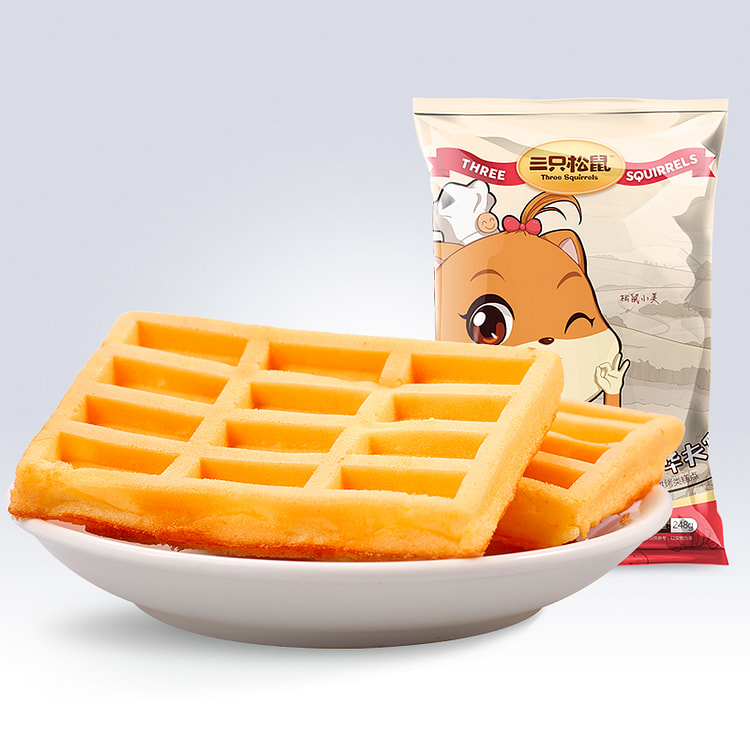 三只松鼠 轻格华夫饼早餐饼干面包休闲零食品蛋糕小吃健康下午茶248g*1袋