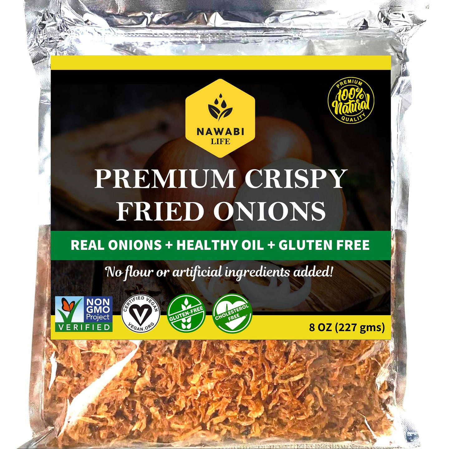 Nawabi Life Fried Onions 8oz – Vegan & Non-GMO 8 oz