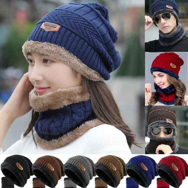 Winter Baggy Slouchy Knit Warm Beanie Hat and Scar 1 box