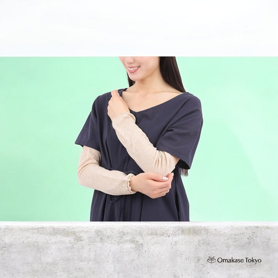 [M&M Socks] Silk x Cotton Arm Cover Beige 80 g